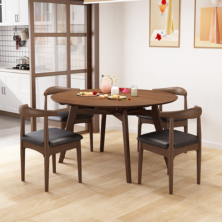 Extendable Round Dining Table for Restaurant Modern Rubber Wood Table with 4 Legs Clearhalo ' dining_table' 'Dining Tables & Seating' 'Dining Tables' 'furn' 'furn_dining_table' 'Furniture' 'furniture_dining_table' 'Kitchen & Dining Furniture' 'kitchen&dining_furn' 'kitchen' 'kitchen_dining_table' 3923339