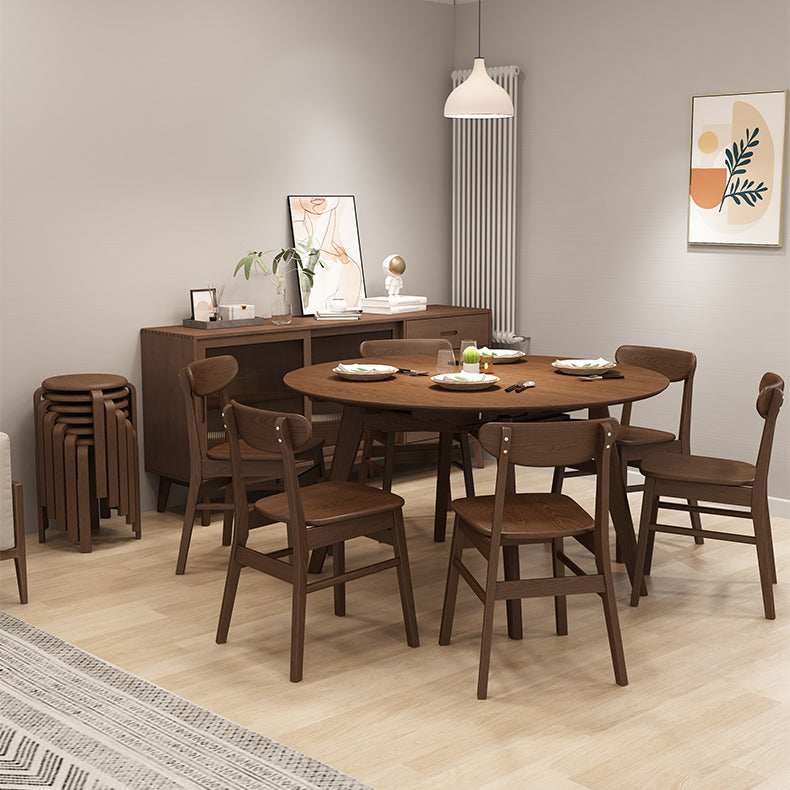 Extendable Round Dining Table for Restaurant Modern Rubber Wood Table with 4 Legs Clearhalo ' dining_table' 'Dining Tables & Seating' 'Dining Tables' 'furn' 'furn_dining_table' 'Furniture' 'furniture_dining_table' 'Kitchen & Dining Furniture' 'kitchen&dining_furn' 'kitchen' 'kitchen_dining_table' 3923342