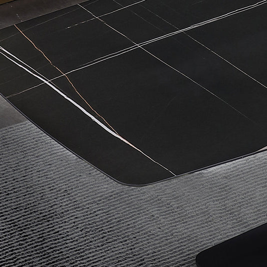 Black Sintered Stone Top Rectangle Dining Table Industrial Kitchen Table with Pedestal Base Clearhalo ' dining_table' 'Dining Tables & Seating' 'Dining Tables' 'furn' 'furn_dining_table' 'Furniture' 'furniture_dining_table' 'Kitchen & Dining Furniture' 'kitchen&dining_furn' 'kitchen' 'kitchen_dining_table' 3923351