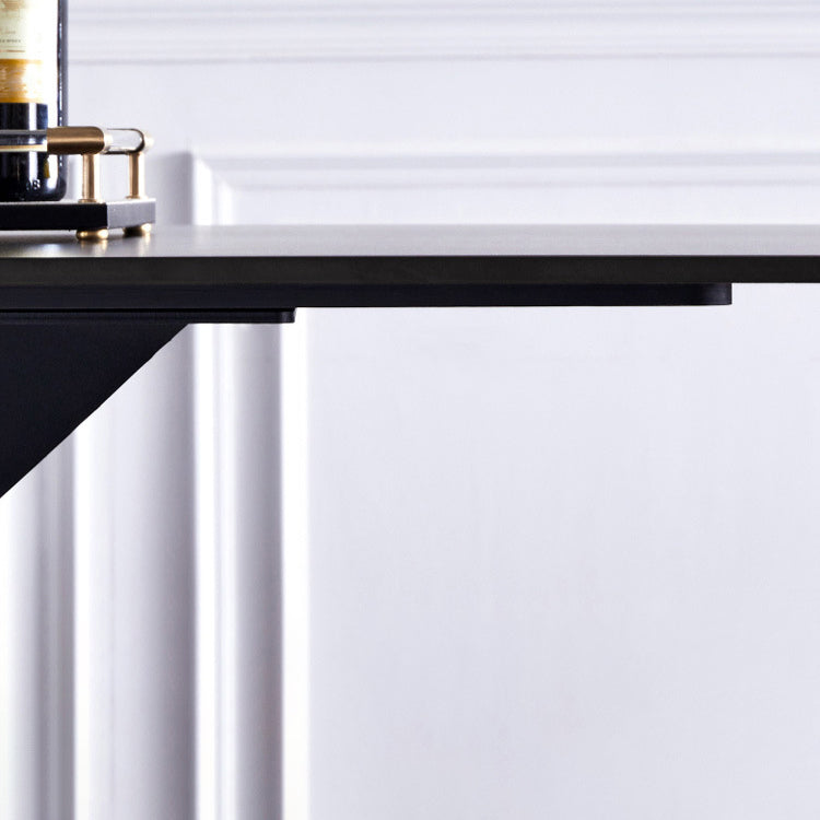 Industrial Dining Table Sintered Stone Table with Black Double Pedestal for Dining Room Clearhalo ' dining_table' 'Dining Tables & Seating' 'Dining Tables' 'furn' 'furn_dining_table' 'Furniture' 'furniture_dining_table' 'Kitchen & Dining Furniture' 'kitchen&dining_furn' 'kitchen' 'kitchen_dining_table' 3923366