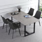 Industrial Dining Table Sintered Stone Table with Black Double Pedestal for Dining Room Clearhalo ' dining_table' 'Dining Tables & Seating' 'Dining Tables' 'furn' 'furn_dining_table' 'Furniture' 'furniture_dining_table' 'Kitchen & Dining Furniture' 'kitchen&dining_furn' 'kitchen' 'kitchen_dining_table' 3923368