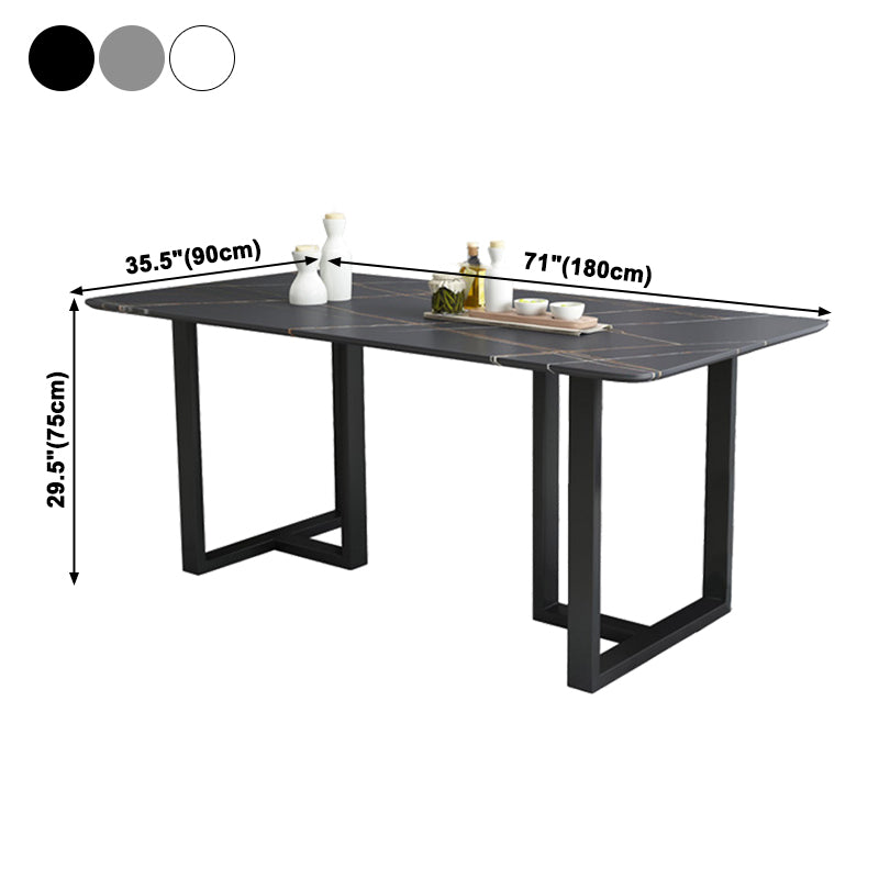 Industrial Dining Table Sintered Stone Table with Black Double Pedestal for Dining Room Clearhalo ' dining_table' 'Dining Tables & Seating' 'Dining Tables' 'furn' 'furn_dining_table' 'Furniture' 'furniture_dining_table' 'Kitchen & Dining Furniture' 'kitchen&dining_furn' 'kitchen' 'kitchen_dining_table' 3923376