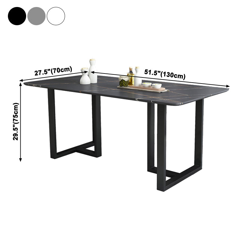 Industrial Dining Table Sintered Stone Table with Black Double Pedestal for Dining Room Clearhalo ' dining_table' 'Dining Tables & Seating' 'Dining Tables' 'furn' 'furn_dining_table' 'Furniture' 'furniture_dining_table' 'Kitchen & Dining Furniture' 'kitchen&dining_furn' 'kitchen' 'kitchen_dining_table' 3923377
