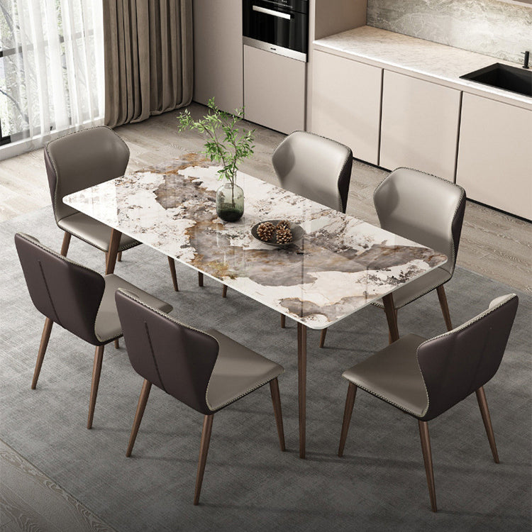 Sintered Stone Top Dining Table for Restaurant Industrial Kitchen Table with 4 Legs White Gold Without Chairs Clearhalo ' dining_table' 'Dining Tables & Seating' 'Dining Tables' 'furn' 'furn_dining_table' 'Furniture' 'furniture_dining_table' 'Kitchen & Dining Furniture' 'kitchen&dining_furn' 'kitchen' 'kitchen_dining_table' 3923419
