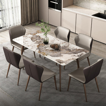 Sintered Stone Top Dining Table for Restaurant Industrial Kitchen Table with 4 Legs White Gold Without Chairs Clearhalo ' dining_table' 'Dining Tables & Seating' 'Dining Tables' 'furn' 'furn_dining_table' 'Furniture' 'furniture_dining_table' 'Kitchen & Dining Furniture' 'kitchen&dining_furn' 'kitchen' 'kitchen_dining_table' 3923419