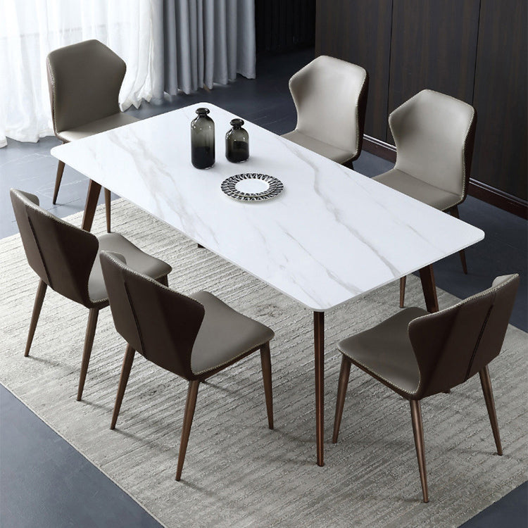 Sintered Stone Top Dining Table for Restaurant Industrial Kitchen Table with 4 Legs White Without Chairs Clearhalo ' dining_table' 'Dining Tables & Seating' 'Dining Tables' 'furn' 'furn_dining_table' 'Furniture' 'furniture_dining_table' 'Kitchen & Dining Furniture' 'kitchen&dining_furn' 'kitchen' 'kitchen_dining_table' 3923420