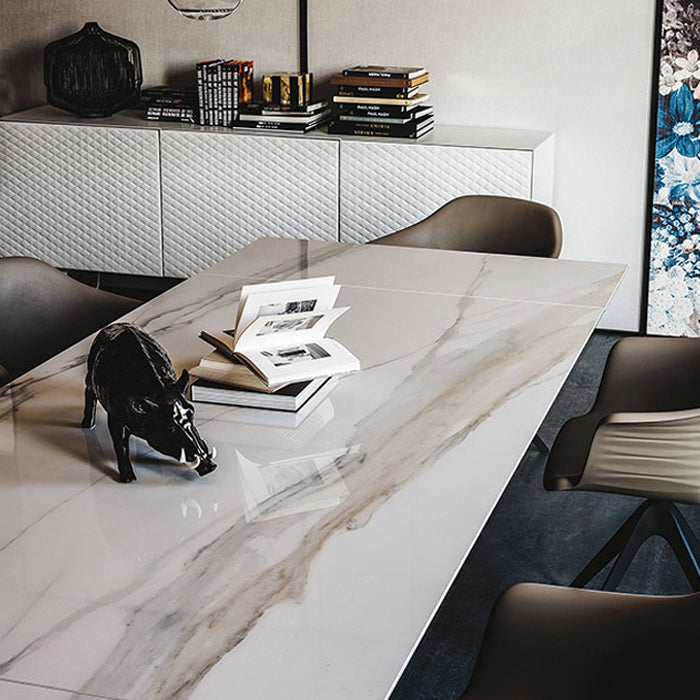 Industrial Sintered Stone Top Table Dining Table Rectangle Table with Metal Pedestal Clearhalo ' dining_table' 'Dining Tables & Seating' 'Dining Tables' 'furn' 'furn_dining_table' 'Furniture' 'furniture_dining_table' 'Kitchen & Dining Furniture' 'kitchen&dining_furn' 'kitchen' 'kitchen_dining_table' 3923428