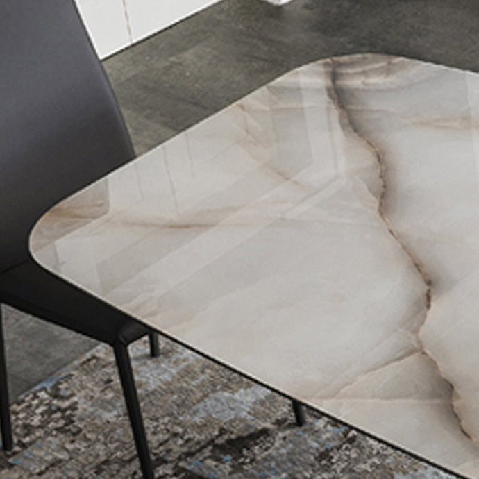 Industrial Sintered Stone Top Table Dining Table Rectangle Table with Metal Pedestal Clearhalo ' dining_table' 'Dining Tables & Seating' 'Dining Tables' 'furn' 'furn_dining_table' 'Furniture' 'furniture_dining_table' 'Kitchen & Dining Furniture' 'kitchen&dining_furn' 'kitchen' 'kitchen_dining_table' 3923429