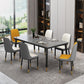 Traditional Luxury Rectangle Dining Room Table Sintered Stone Table with 4 Black Legs Clearhalo ' dining_table' 'Dining Tables & Seating' 'Dining Tables' 'furn' 'furn_dining_table' 'Furniture' 'furniture_dining_table' 'Kitchen & Dining Furniture' 'kitchen&dining_furn' 'kitchen' 'kitchen_dining_table' 3923439