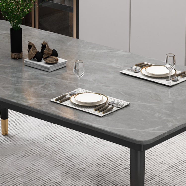 Traditional Luxury Rectangle Dining Room Table Sintered Stone Table with 4 Black Legs Clearhalo ' dining_table' 'Dining Tables & Seating' 'Dining Tables' 'furn' 'furn_dining_table' 'Furniture' 'furniture_dining_table' 'Kitchen & Dining Furniture' 'kitchen&dining_furn' 'kitchen' 'kitchen_dining_table' 3923441