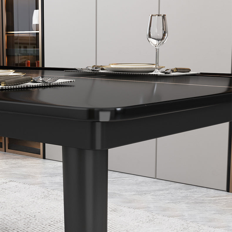 Traditional Luxury Rectangle Dining Room Table Sintered Stone Table with 4 Black Legs Clearhalo ' dining_table' 'Dining Tables & Seating' 'Dining Tables' 'furn' 'furn_dining_table' 'Furniture' 'furniture_dining_table' 'Kitchen & Dining Furniture' 'kitchen&dining_furn' 'kitchen' 'kitchen_dining_table' 3923442