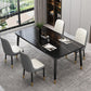 Traditional Luxury Rectangle Dining Room Table Sintered Stone Table with 4 Black Legs Clearhalo ' dining_table' 'Dining Tables & Seating' 'Dining Tables' 'furn' 'furn_dining_table' 'Furniture' 'furniture_dining_table' 'Kitchen & Dining Furniture' 'kitchen&dining_furn' 'kitchen' 'kitchen_dining_table' 3923448