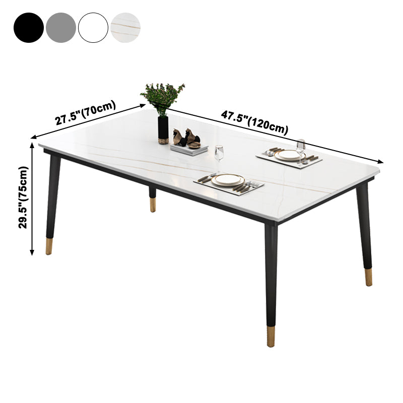 Traditional Luxury Rectangle Dining Room Table Sintered Stone Table with 4 Black Legs Clearhalo ' dining_table' 'Dining Tables & Seating' 'Dining Tables' 'furn' 'furn_dining_table' 'Furniture' 'furniture_dining_table' 'Kitchen & Dining Furniture' 'kitchen&dining_furn' 'kitchen' 'kitchen_dining_table' 3923449