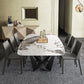 Simplicity Rectangle Dining Room Table Sintered Stone Table with Black Pedestal Base Clearhalo ' dining_table' 'Dining Tables & Seating' 'Dining Tables' 'furn' 'furn_dining_table' 'Furniture' 'furniture_dining_table' 'Kitchen & Dining Furniture' 'kitchen&dining_furn' 'kitchen' 'kitchen_dining_table' 3923455