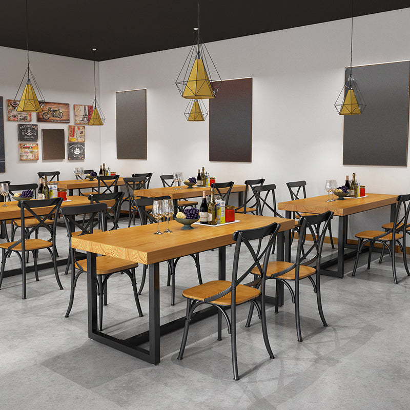 Industrial Rectangle Dining Room Table Solid Wood Table with Trestle Base Clearhalo ' dining_table' 'Dining Tables & Seating' 'Dining Tables' 'furn' 'furn_dining_table' 'Furniture' 'furniture_dining_table' 'Kitchen & Dining Furniture' 'kitchen&dining_furn' 'kitchen' 'kitchen_dining_table' 3923469