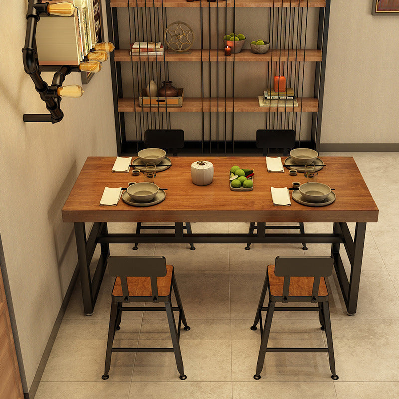 Industrial Rectangle Dining Room Table Pine Solid Wood Table with Trestle Base Clearhalo ' dining_table' 'Dining Tables & Seating' 'Dining Tables' 'furn' 'furn_dining_table' 'Furniture' 'furniture_dining_table' 'Kitchen & Dining Furniture' 'kitchen&dining_furn' 'kitchen' 'kitchen_dining_table' 3923477
