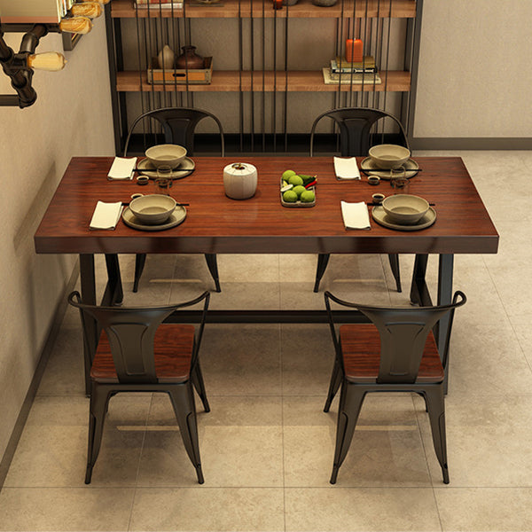 Industrial Rectangle Dining Room Table Pine Solid Wood Table with Trestle Base Clearhalo ' dining_table' 'Dining Tables & Seating' 'Dining Tables' 'furn' 'furn_dining_table' 'Furniture' 'furniture_dining_table' 'Kitchen & Dining Furniture' 'kitchen&dining_furn' 'kitchen' 'kitchen_dining_table' 3923484