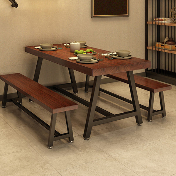 Industrial Rectangle Dining Room Table Pine Solid Wood Table with Trestle Base Clearhalo ' dining_table' 'Dining Tables & Seating' 'Dining Tables' 'furn' 'furn_dining_table' 'Furniture' 'furniture_dining_table' 'Kitchen & Dining Furniture' 'kitchen&dining_furn' 'kitchen' 'kitchen_dining_table' 3923485