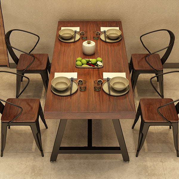 Industrial Rectangle Dining Room Table Pine Solid Wood Table with Trestle Base Clearhalo ' dining_table' 'Dining Tables & Seating' 'Dining Tables' 'furn' 'furn_dining_table' 'Furniture' 'furniture_dining_table' 'Kitchen & Dining Furniture' 'kitchen&dining_furn' 'kitchen' 'kitchen_dining_table' 3923486