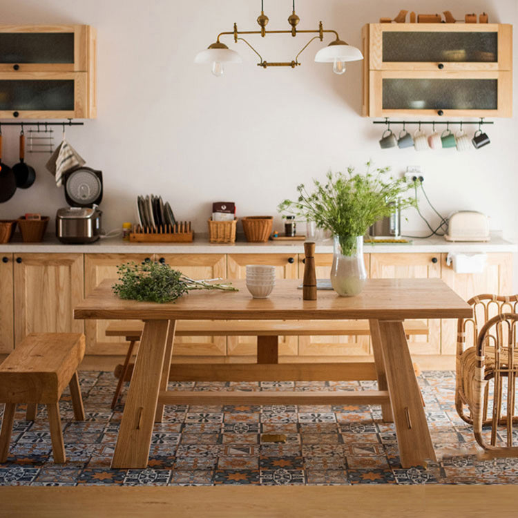 Solid Wood Rectangle Dining Table in Nature Contemporary Wooden Table with Trestle Base Clearhalo ' dining_table' 'Dining Tables & Seating' 'Dining Tables' 'furn' 'furn_dining_table' 'Furniture' 'furniture_dining_table' 'Kitchen & Dining Furniture' 'kitchen&dining_furn' 'kitchen' 'kitchen_dining_table' 3923558