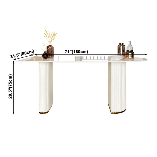 Metal Contemporary Free Form Dining Table White Sintered Stone Top Table for Dining Room