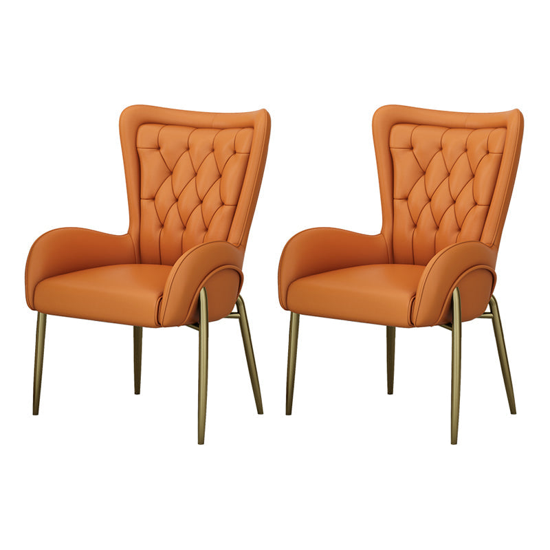 Nordic Style Metal Dining Room Chairs Tufted Parsons Arm Chair for Restaurant Orange 2 Piece Set Clearhalo ' kitchen&dining_furn' 'Dining Chairs' 'Dining Tables & Seating' 'dining_chair' 'furn' 'furn_dining_chair' 'Furniture' 'furniture_dining_chair' 'Kitchen & Dining Furniture' 'kitchen' 3943927
