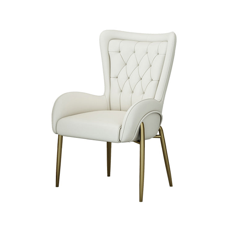Nordic Style Metal Dining Room Chairs Tufted Parsons Arm Chair for Restaurant Off-White 1 Piece Clearhalo ' kitchen&dining_furn' 'Dining Chairs' 'Dining Tables & Seating' 'dining_chair' 'furn' 'furn_dining_chair' 'Furniture' 'furniture_dining_chair' 'Kitchen & Dining Furniture' 'kitchen' 3943932