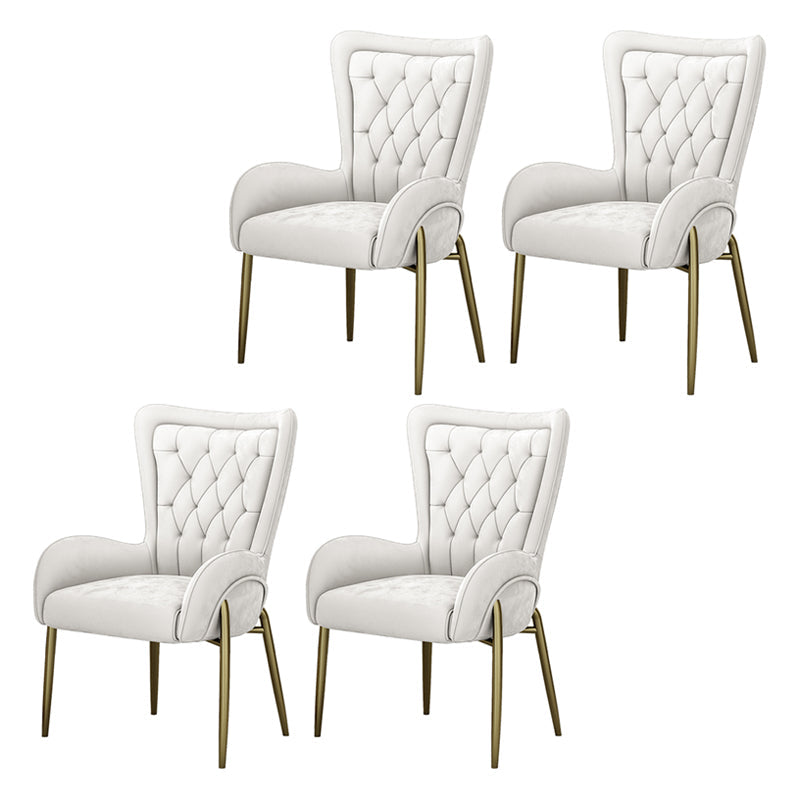 Nordic Style Metal Dining Room Chairs Tufted Parsons Arm Chair for Restaurant White 4 Piece Set Clearhalo ' kitchen&dining_furn' 'Dining Chairs' 'Dining Tables & Seating' 'dining_chair' 'furn' 'furn_dining_chair' 'Furniture' 'furniture_dining_chair' 'Kitchen & Dining Furniture' 'kitchen' 3943935