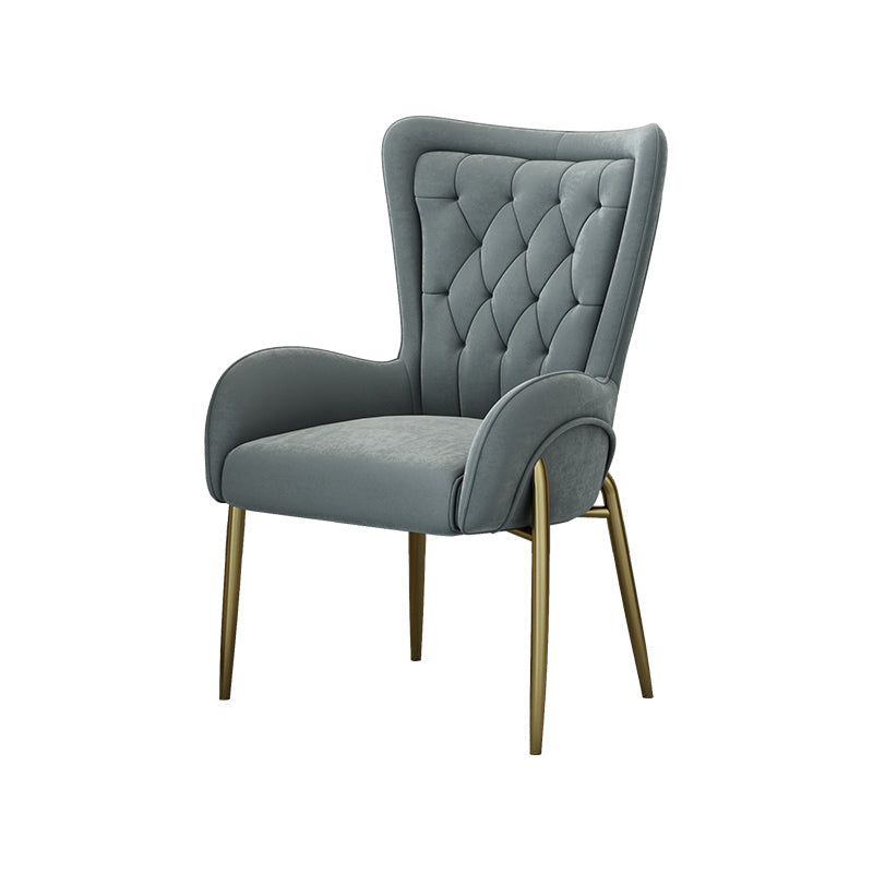 Nordic Style Metal Dining Room Chairs Tufted Parsons Arm Chair for Restaurant Dark Gray 1 Piece Clearhalo ' kitchen&dining_furn' 'Dining Chairs' 'Dining Tables & Seating' 'dining_chair' 'furn' 'furn_dining_chair' 'Furniture' 'furniture_dining_chair' 'Kitchen & Dining Furniture' 'kitchen' 3943943