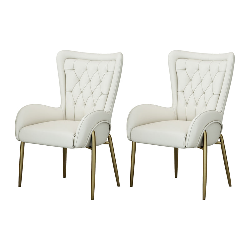 Nordic Style Metal Dining Room Chairs Tufted Parsons Arm Chair for Restaurant Off-White 2 Piece Set Clearhalo ' kitchen&dining_furn' 'Dining Chairs' 'Dining Tables & Seating' 'dining_chair' 'furn' 'furn_dining_chair' 'Furniture' 'furniture_dining_chair' 'Kitchen & Dining Furniture' 'kitchen' 3943950