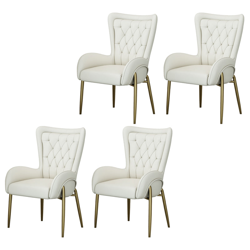 Nordic Style Metal Dining Room Chairs Tufted Parsons Arm Chair for Restaurant Off-White 4 Piece Set Clearhalo ' kitchen&dining_furn' 'Dining Chairs' 'Dining Tables & Seating' 'dining_chair' 'furn' 'furn_dining_chair' 'Furniture' 'furniture_dining_chair' 'Kitchen & Dining Furniture' 'kitchen' 3943951