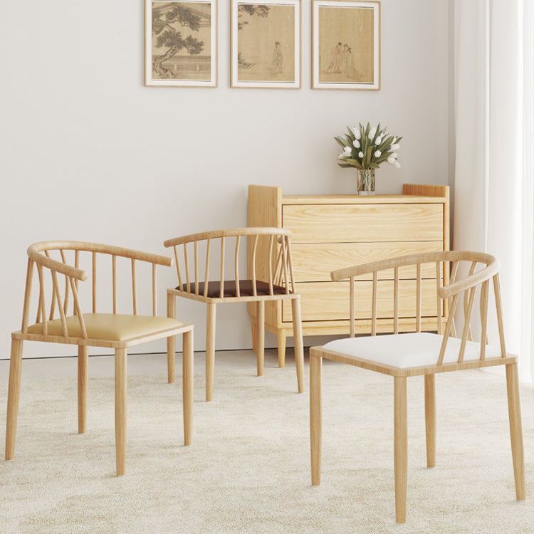 Modern wood-like dining chair armrest-free PU leather dining chair home Clearhalo ' kitchen&dining_furn' 'Dining Chairs' 'Dining Tables & Seating' 'dining_chair' 'furn' 'furn_dining_chair' 'Furniture' 'furniture_dining_chair' 'Kitchen & Dining Furniture' 'kitchen' 3943957