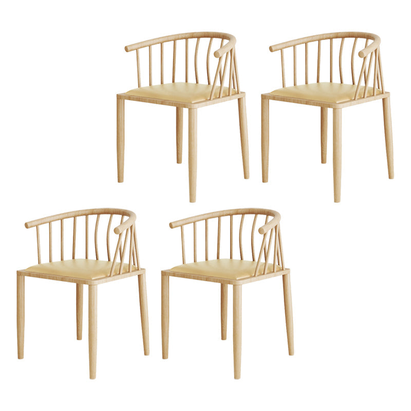 Modern wood-like dining chair armrest-free PU leather dining chair home Beige 4 Piece Set Natural Wood Clearhalo ' kitchen&dining_furn' 'Dining Chairs' 'Dining Tables & Seating' 'dining_chair' 'furn' 'furn_dining_chair' 'Furniture' 'furniture_dining_chair' 'Kitchen & Dining Furniture' 'kitchen' 3943958