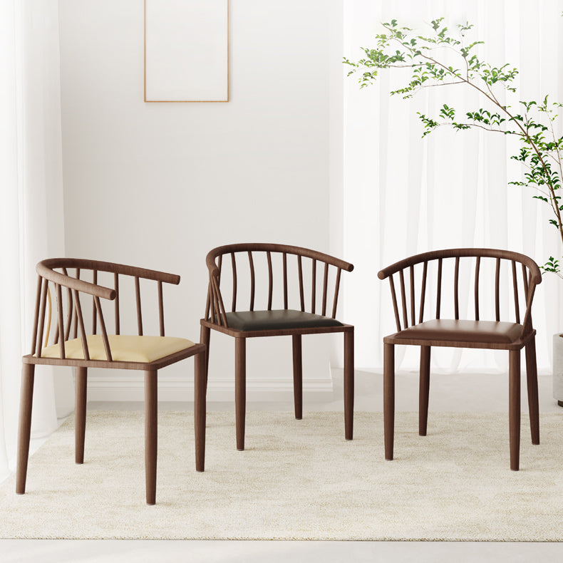 Modern wood-like dining chair armrest-free PU leather dining chair home Clearhalo ' kitchen&dining_furn' 'Dining Chairs' 'Dining Tables & Seating' 'dining_chair' 'furn' 'furn_dining_chair' 'Furniture' 'furniture_dining_chair' 'Kitchen & Dining Furniture' 'kitchen' 3943973