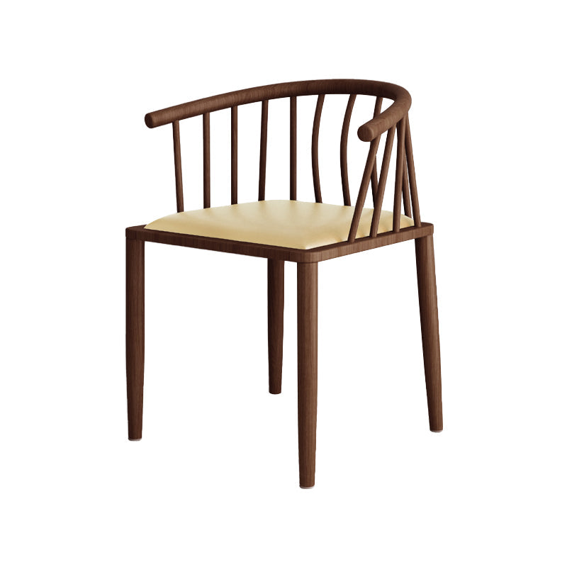 Modern wood-like dining chair armrest-free PU leather dining chair home Beige 1 Piece Walnut Clearhalo ' kitchen&dining_furn' 'Dining Chairs' 'Dining Tables & Seating' 'dining_chair' 'furn' 'furn_dining_chair' 'Furniture' 'furniture_dining_chair' 'Kitchen & Dining Furniture' 'kitchen' 3943977