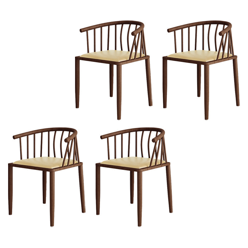 Modern wood-like dining chair armrest-free PU leather dining chair home Beige 4 Piece Set Walnut Clearhalo ' kitchen&dining_furn' 'Dining Chairs' 'Dining Tables & Seating' 'dining_chair' 'furn' 'furn_dining_chair' 'Furniture' 'furniture_dining_chair' 'Kitchen & Dining Furniture' 'kitchen' 3943979