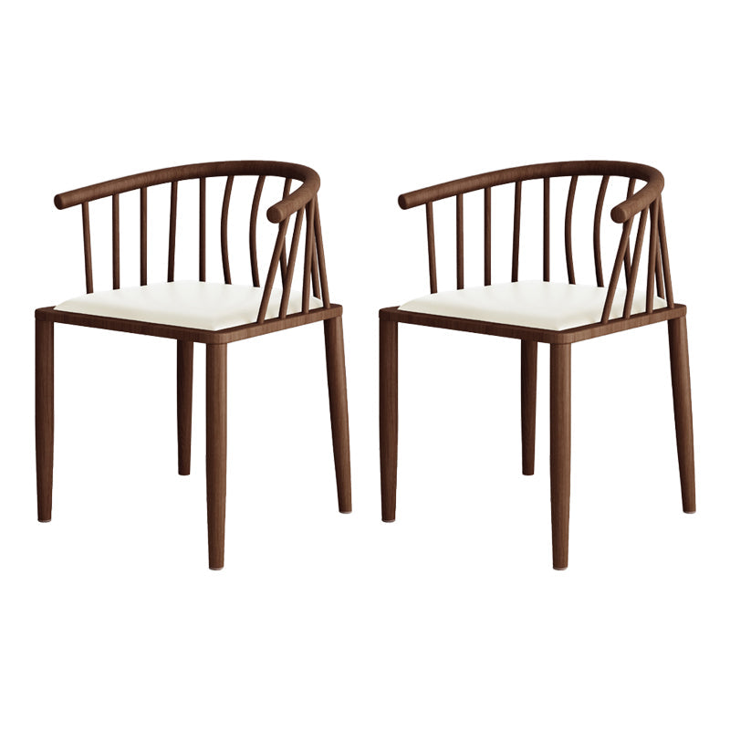 Modern wood-like dining chair armrest-free PU leather dining chair home White 2 Piece Set Walnut Clearhalo ' kitchen&dining_furn' 'Dining Chairs' 'Dining Tables & Seating' 'dining_chair' 'furn' 'furn_dining_chair' 'Furniture' 'furniture_dining_chair' 'Kitchen & Dining Furniture' 'kitchen' 3943981