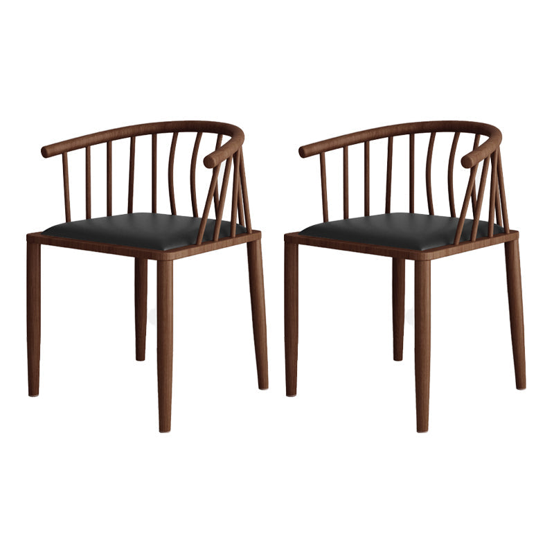 Modern wood-like dining chair armrest-free PU leather dining chair home Black 2 Piece Set Walnut Clearhalo ' kitchen&dining_furn' 'Dining Chairs' 'Dining Tables & Seating' 'dining_chair' 'furn' 'furn_dining_chair' 'Furniture' 'furniture_dining_chair' 'Kitchen & Dining Furniture' 'kitchen' 3943984