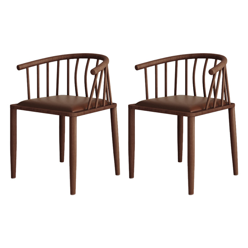 Modern wood-like dining chair armrest-free PU leather dining chair home Coffee 2 Piece Set Walnut Clearhalo ' kitchen&dining_furn' 'Dining Chairs' 'Dining Tables & Seating' 'dining_chair' 'furn' 'furn_dining_chair' 'Furniture' 'furniture_dining_chair' 'Kitchen & Dining Furniture' 'kitchen' 3943987
