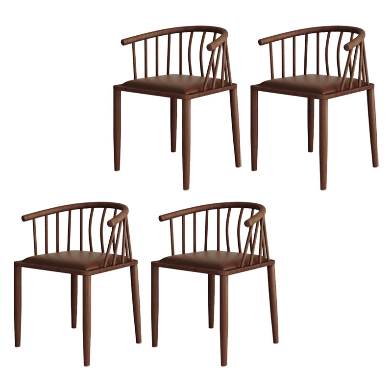 Modern wood-like dining chair armrest-free PU leather dining chair home Coffee 4 Piece Set Walnut Clearhalo ' kitchen&dining_furn' 'Dining Chairs' 'Dining Tables & Seating' 'dining_chair' 'furn' 'furn_dining_chair' 'Furniture' 'furniture_dining_chair' 'Kitchen & Dining Furniture' 'kitchen' 3943988