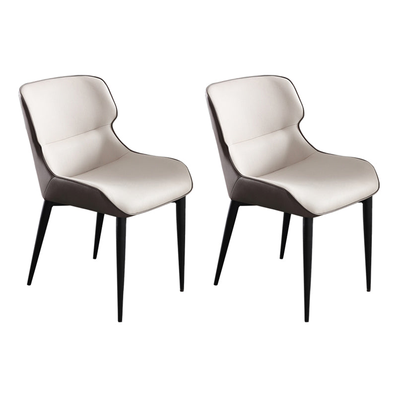 Contemporary Metal Dining Arm Chairs Faux Leather Wingback Side Chair (Set of 2) Gray-White Clearhalo ' kitchen&dining_furn' 'Dining Chairs' 'Dining Tables & Seating' 'dining_chair' 'furn' 'furn_dining_chair' 'Furniture' 'furniture_dining_chair' 'Kitchen & Dining Furniture' 'kitchen' 3943991