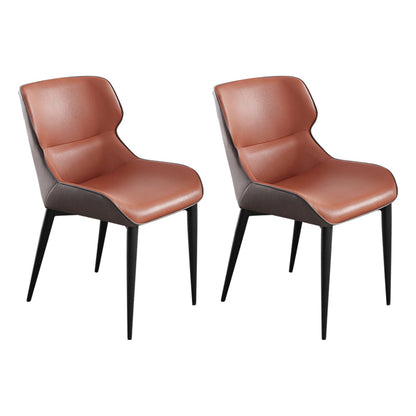 Contemporary Metal Dining Arm Chairs Faux Leather Wingback Side Chair (Set of 2) Orange Clearhalo ' kitchen&dining_furn' 'Dining Chairs' 'Dining Tables & Seating' 'dining_chair' 'furn' 'furn_dining_chair' 'Furniture' 'furniture_dining_chair' 'Kitchen & Dining Furniture' 'kitchen' 3943992