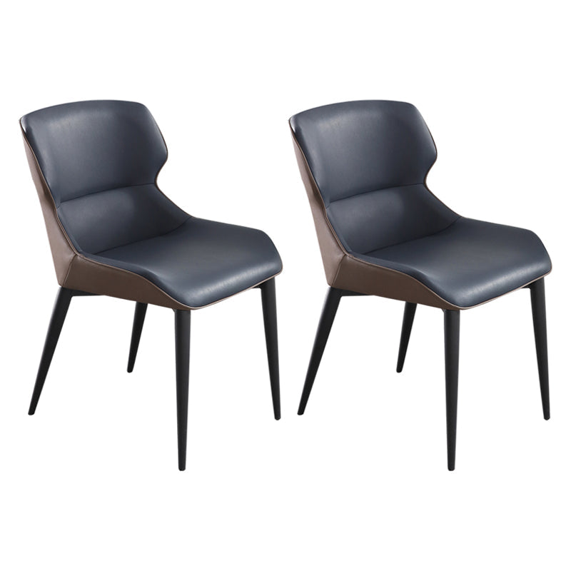 Contemporary Metal Dining Arm Chairs Faux Leather Wingback Side Chair (Set of 2) Dark Blue Clearhalo ' kitchen&dining_furn' 'Dining Chairs' 'Dining Tables & Seating' 'dining_chair' 'furn' 'furn_dining_chair' 'Furniture' 'furniture_dining_chair' 'Kitchen & Dining Furniture' 'kitchen' 3943994