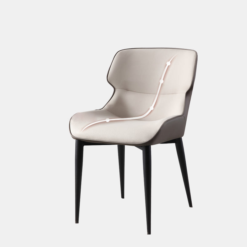 Contemporary Metal Dining Arm Chairs Faux Leather Wingback Side Chair (Set of 2) Clearhalo ' kitchen&dining_furn' 'Dining Chairs' 'Dining Tables & Seating' 'dining_chair' 'furn' 'furn_dining_chair' 'Furniture' 'furniture_dining_chair' 'Kitchen & Dining Furniture' 'kitchen' 3944001