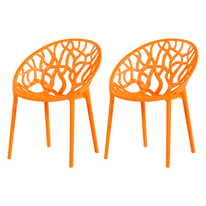 Contemporary Plastic Dining Room Chairs Armless Open Back Dining Side Chair for Restaurant Orange 2 Piece Set Clearhalo ' kitchen&dining_furn' 'Dining Chairs' 'Dining Tables & Seating' 'dining_chair' 'furn' 'furn_dining_chair' 'Furniture' 'furniture_dining_chair' 'Kitchen & Dining Furniture' 'kitchen' 3944013