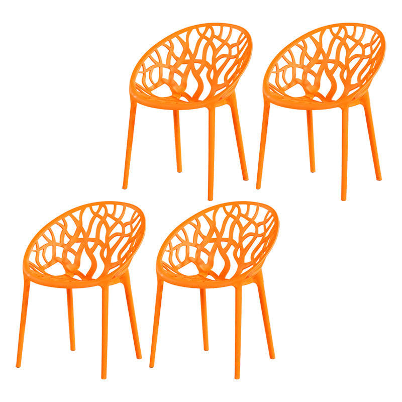 Contemporary Plastic Dining Room Chairs Armless Open Back Dining Side Chair for Restaurant Orange 4 Piece Set Clearhalo ' kitchen&dining_furn' 'Dining Chairs' 'Dining Tables & Seating' 'dining_chair' 'furn' 'furn_dining_chair' 'Furniture' 'furniture_dining_chair' 'Kitchen & Dining Furniture' 'kitchen' 3944014