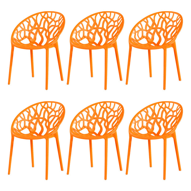 Contemporary Plastic Dining Room Chairs Armless Open Back Dining Side Chair for Restaurant Orange 6 Piece Set Clearhalo ' kitchen&dining_furn' 'Dining Chairs' 'Dining Tables & Seating' 'dining_chair' 'furn' 'furn_dining_chair' 'Furniture' 'furniture_dining_chair' 'Kitchen & Dining Furniture' 'kitchen' 3944017