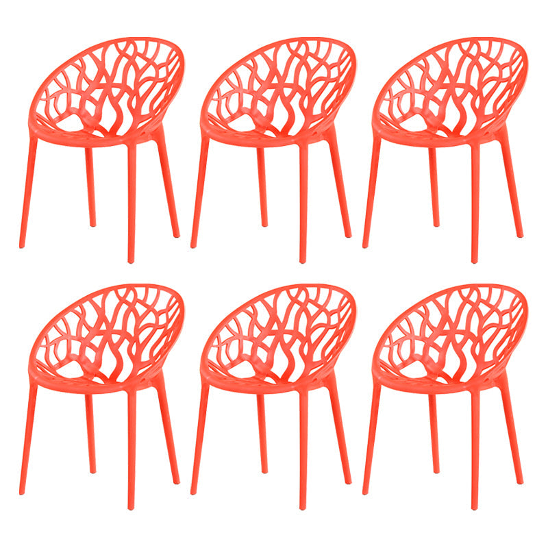 Contemporary Plastic Dining Room Chairs Armless Open Back Dining Side Chair for Restaurant Red 6 Piece Set Clearhalo ' kitchen&dining_furn' 'Dining Chairs' 'Dining Tables & Seating' 'dining_chair' 'furn' 'furn_dining_chair' 'Furniture' 'furniture_dining_chair' 'Kitchen & Dining Furniture' 'kitchen' 3944022