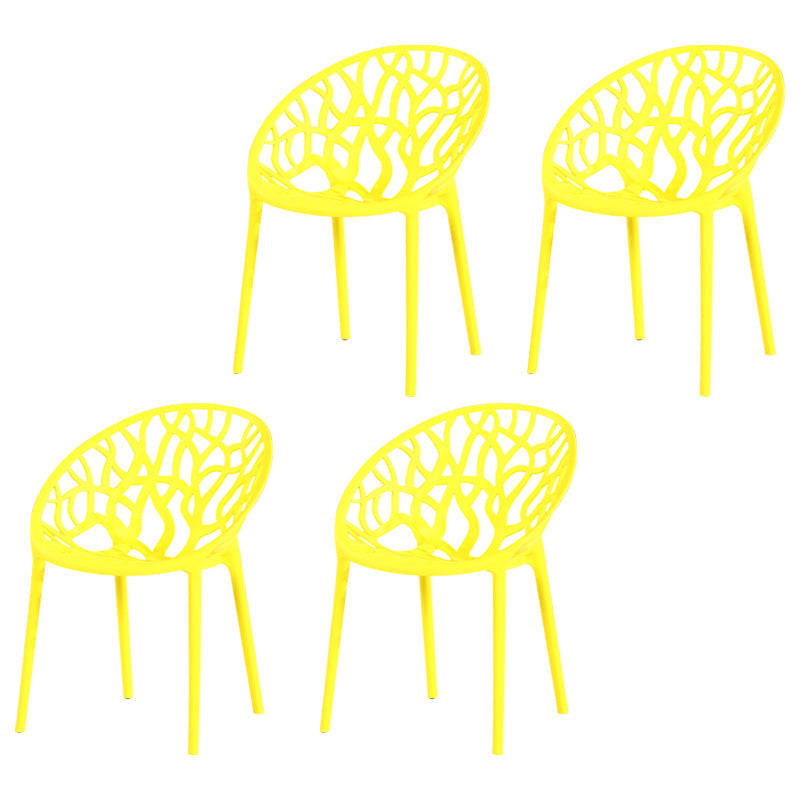 Contemporary Plastic Dining Room Chairs Armless Open Back Dining Side Chair for Restaurant Yellow 4 Piece Set Clearhalo ' kitchen&dining_furn' 'Dining Chairs' 'Dining Tables & Seating' 'dining_chair' 'furn' 'furn_dining_chair' 'Furniture' 'furniture_dining_chair' 'Kitchen & Dining Furniture' 'kitchen' 3944027