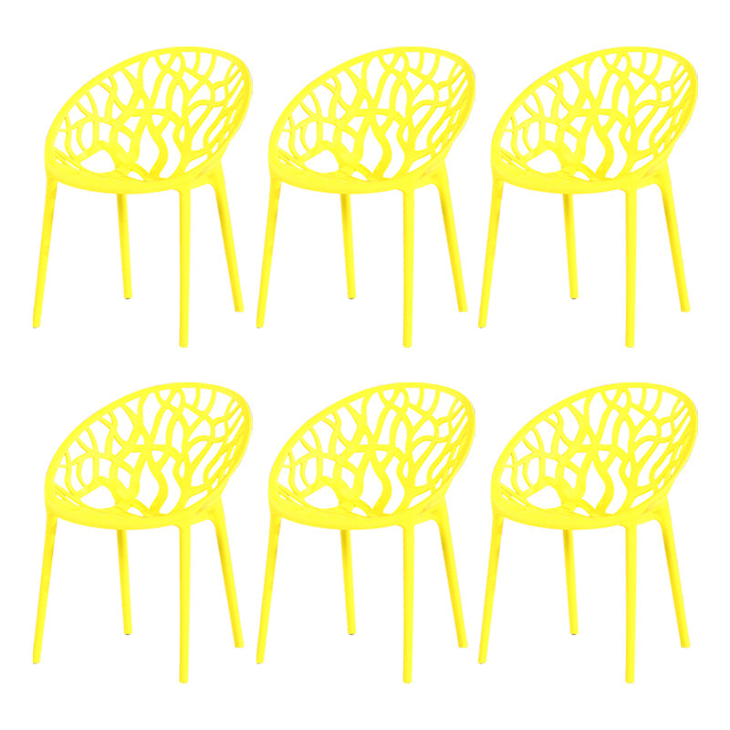 Contemporary Plastic Dining Room Chairs Armless Open Back Dining Side Chair for Restaurant Yellow 6 Piece Set Clearhalo ' kitchen&dining_furn' 'Dining Chairs' 'Dining Tables & Seating' 'dining_chair' 'furn' 'furn_dining_chair' 'Furniture' 'furniture_dining_chair' 'Kitchen & Dining Furniture' 'kitchen' 3944029